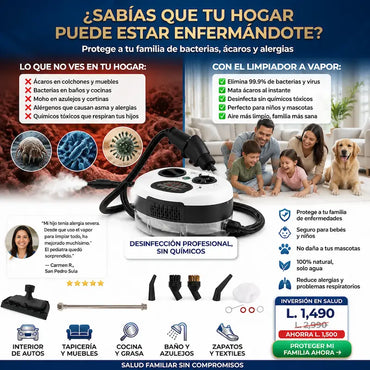Limpiador a Vapor Presurizado 9 en 1 – Limpieza Profunda Sin Químicos | VaporMax Pro garantía y certificacioión Amazon