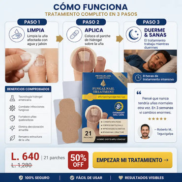 KIT 2 TRATAMIENTO HONGO FUNGAL NAIL — Parches de Hidrogel para Uñas + TRATAMIENTO PROFUNDO LIQUIDO|