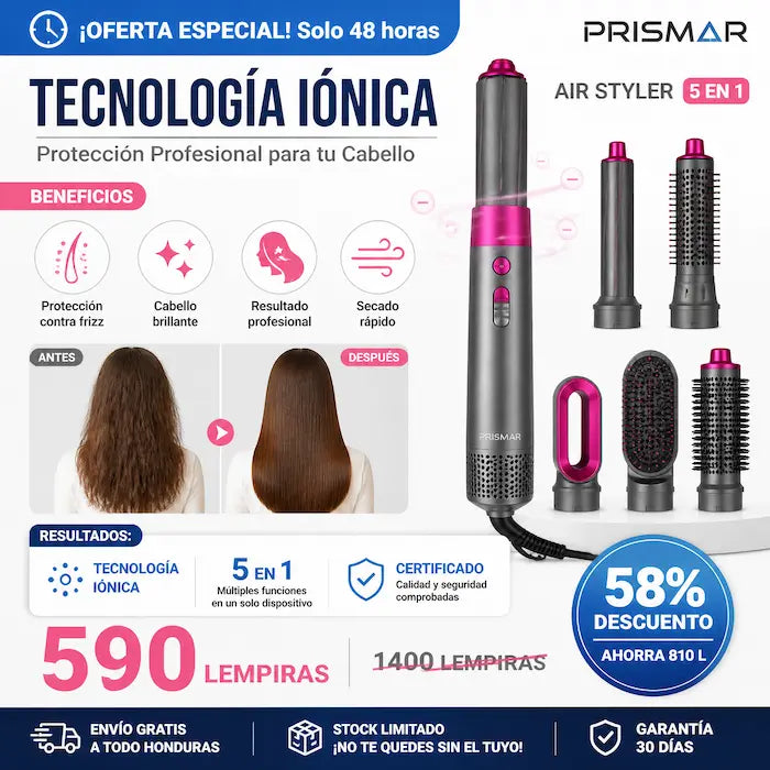 Air Styler 5 en 1 – Secador, Rizador y Cepillo de Aire con Tecnología Iónica con Garantía y Certificado