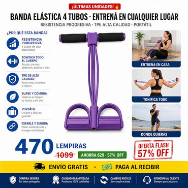 Banda de Resistencia con Pedal — Gym en Casa | Brazos, Abdomen y Piernas | Sin Membresía 🏋️🇭🇳