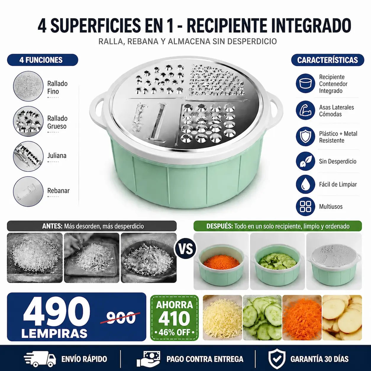 Rallador con recipiente contenedor