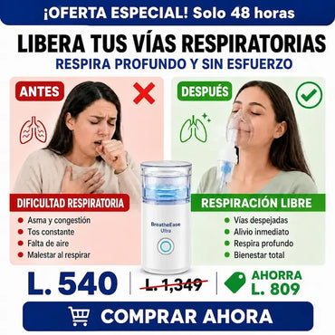 BreatheEase Ultra™ – Nebulizador Ultrasónico Portátil Certificado