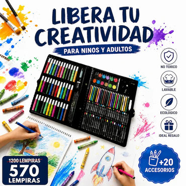Artist's Corner — Set de Arte 150 Piezas · Maletín Plegable · Non-Toxic · Niños 6+