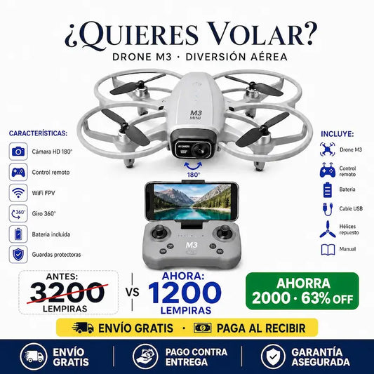 Drone M3 — ¡Vuela, Graba y Sorprende desde el Primer Vuelo!