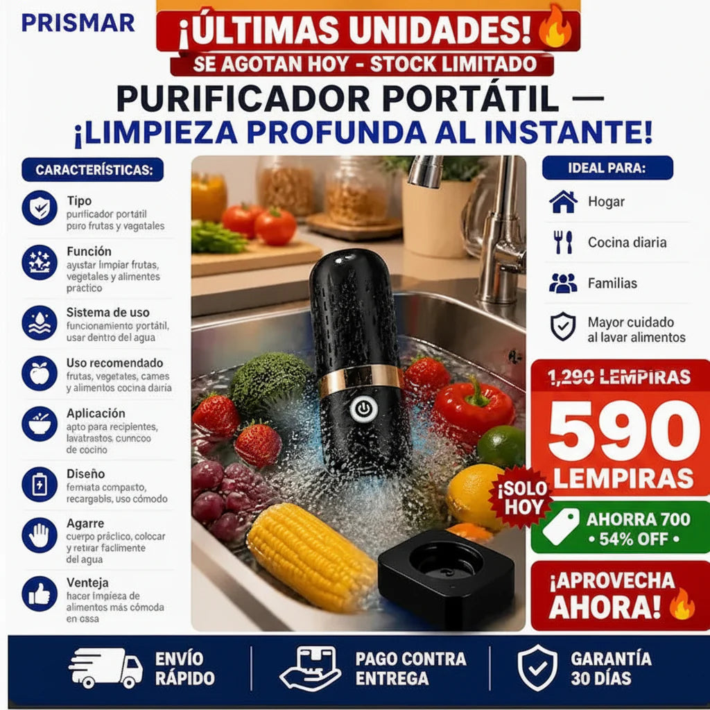 Purificador Portátil para Frutas y Vegetales