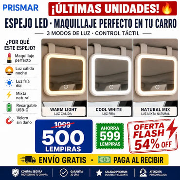 💄 Espejo LED para Visera — ¡Maquillate Perfecta en tu Carro!
