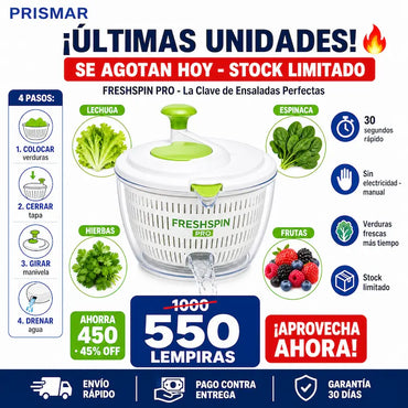 FreshSpin Pro™ – Secador de Verduras Inteligente