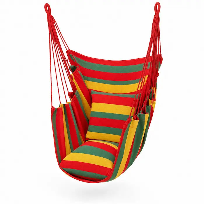 🪑🌴 Silla Hamaca Colgante con Cojines — 2 Colores | Kit Completo Incluido | Hasta 150kg 🌈✨