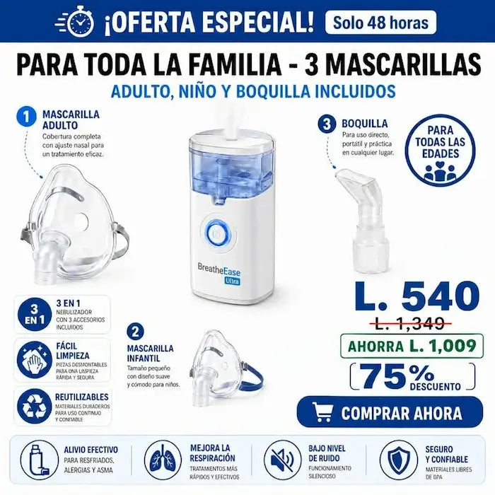 BreatheEase Ultra™ – Nebulizador Ultrasónico Portátil Certificado