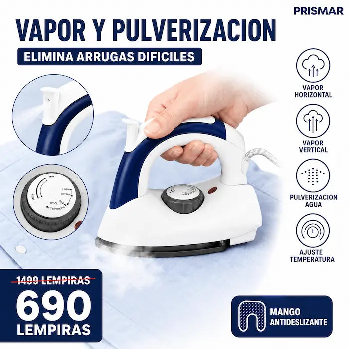 Plancha Portátil Plegable de Viaje — Vapor · 3 Temperaturas · 460g · 110V Honduras