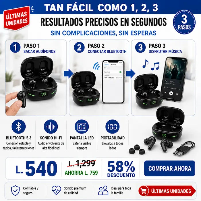 🎧 SoundPro X80 – AudĂfonos Inalámbricos Bluetooth 5.3 con Sonido Envolvente