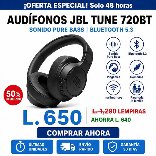 JBL Tune 720BT – Audífonos Inalámbricos con Sonido JBL Pure Bass