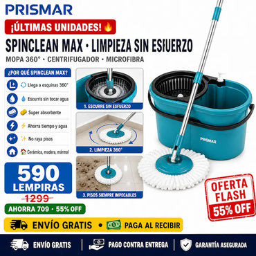 🧹 SpinClean Max — ¡Pisos Impecables Sin Ensuciar las Manos!