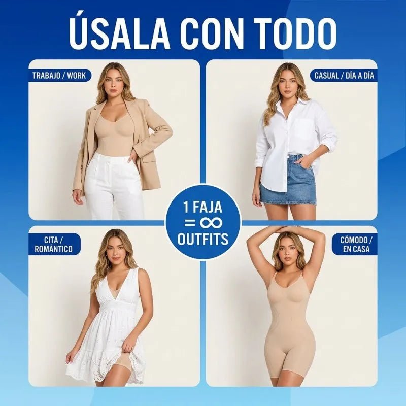 SHAPERX™ 100% COLOMBIANO Body Moldeador de Compresión LEVANTA GLUTEOS (Faja Bodysuit Control Total) Colombian