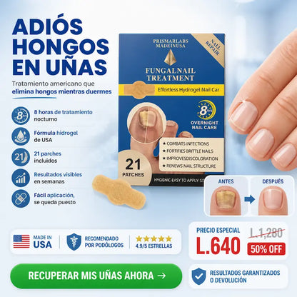 KIT 2 TRATAMIENTO HONGO FUNGAL NAIL — Parches de Hidrogel para Uñas + TRATAMIENTO PROFUNDO LIQUIDO|