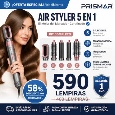 Air Styler 5 en 1 – Secador, Rizador y Cepillo de Aire con Tecnología Iónica con Garantía y Certificado