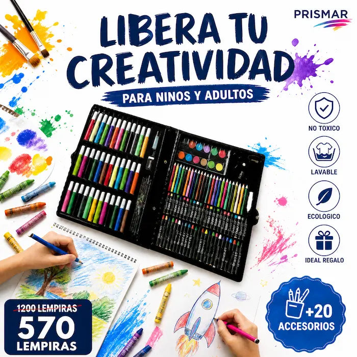 Artist's Corner — Set de Arte 150 Piezas · Maletín Plegable · Non-Toxic · Niños 6+