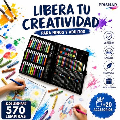 Artist's Corner — Set de Arte 150 Piezas · Maletín Plegable · Non-Toxic · Niños 6+