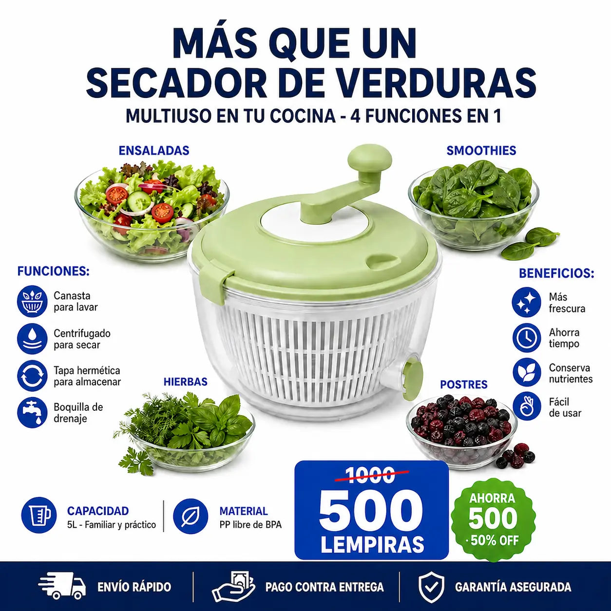 FreshSpin Pro™ – Secador de Verduras Inteligente