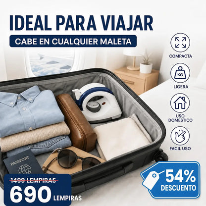 Plancha Portátil Plegable de Viaje — Vapor · 3 Temperaturas · 460g · 110V Honduras
