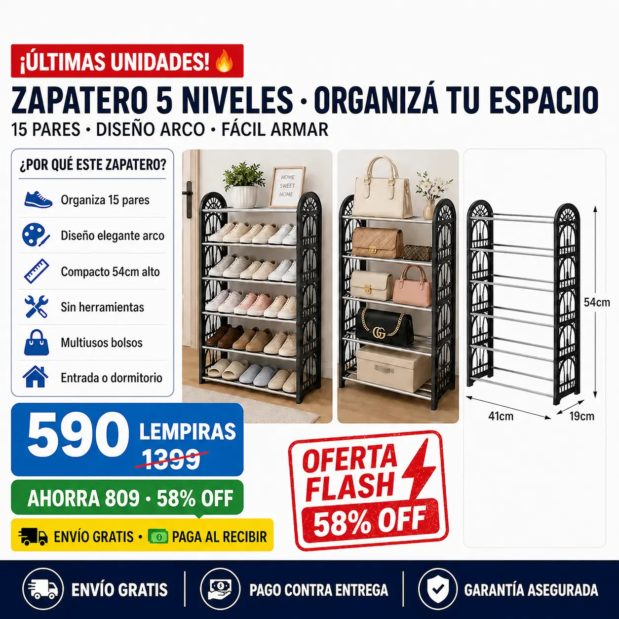 👟 Zapatero Decorativo 5 Niveles — ¡Organizá tus Zapatos con Estilo!