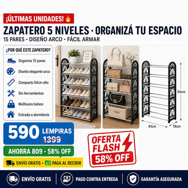👟 Zapatero Decorativo 5 Niveles — ¡Organizá tus Zapatos con Estilo!