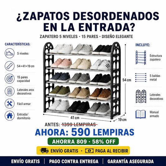 👟 Zapatero Decorativo 5 Niveles — ¡Organizá tus Zapatos con Estilo!