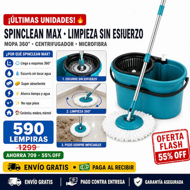 🧹 SpinClean Max — ¡Pisos Impecables Sin Ensuciar las Manos!