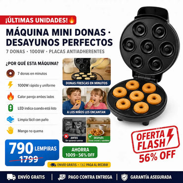 🍩⚡ Máquina para Hacer 7 Mini Donas — Sin Freír | Lista en Minutos | Placas Antiadherentes 🎂✨