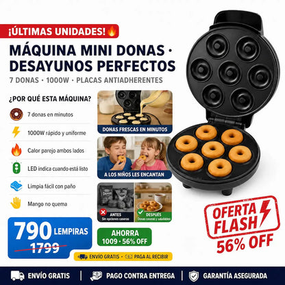 🍩⚡ Máquina para Hacer 7 Mini Donas — Sin Freír | Lista en Minutos | Placas Antiadherentes 🎂✨