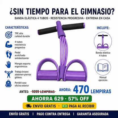 Banda de Resistencia con Pedal — Gym en Casa | Brazos, Abdomen y Piernas | Sin Membresía 🏋️🇭🇳