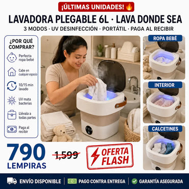 Mini Lavadora Plegable Portátil 6L — 3 Modos