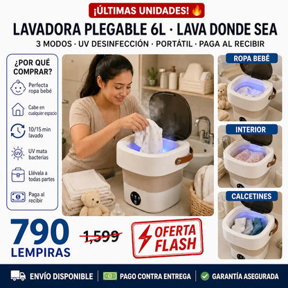 Mini Lavadora Plegable Portátil 6L — 3 Modos
