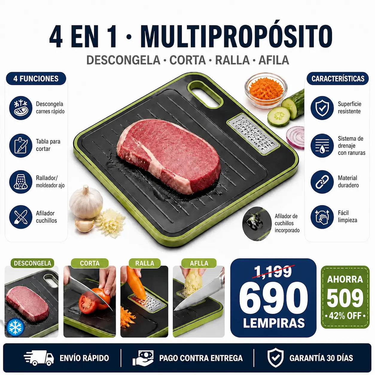Tabla Descongeladora 4 en 1 para Cocina