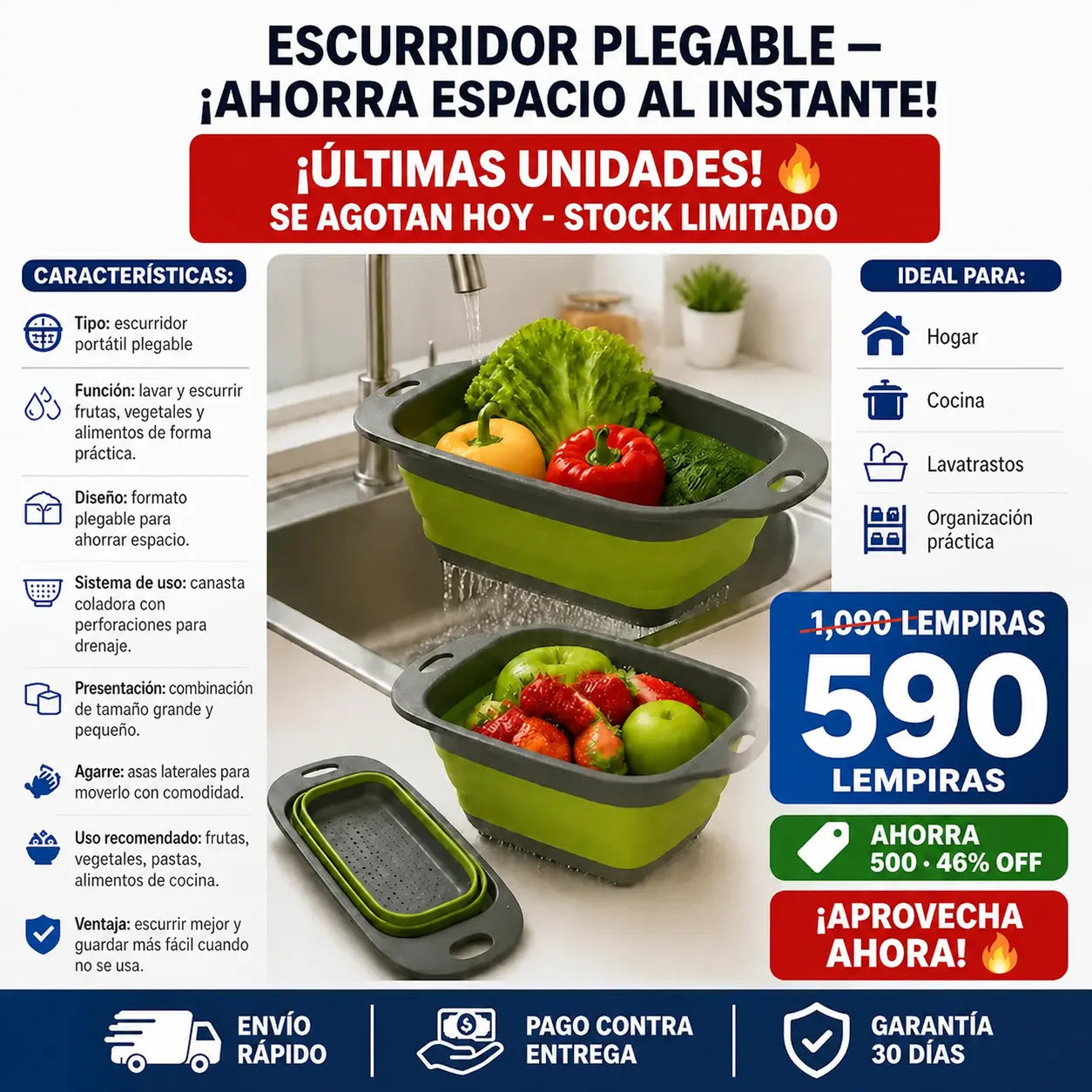 Escurridor Portátil Plegable para Cocina