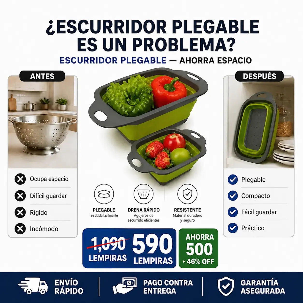 Escurridor Portátil Plegable para Cocina