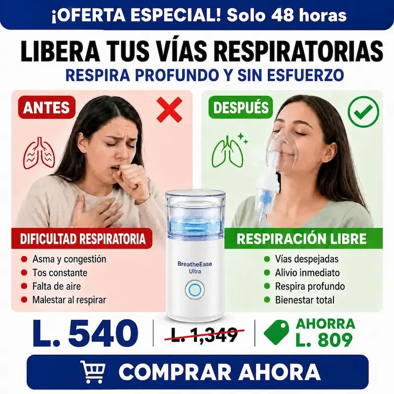 BreatheEase Ultra™ – Nebulizador Ultrasónico Portátil Certificado