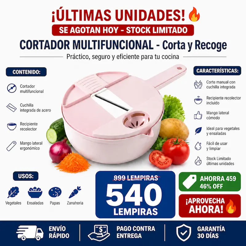 Cortador multifuncional con recipiente