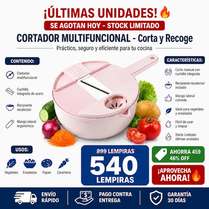 Cortador multifuncional con recipiente