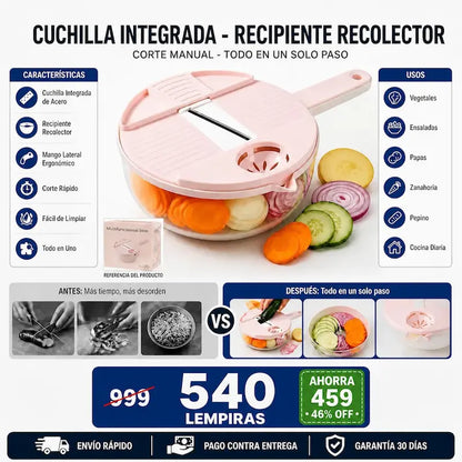 Cortador multifuncional con recipiente