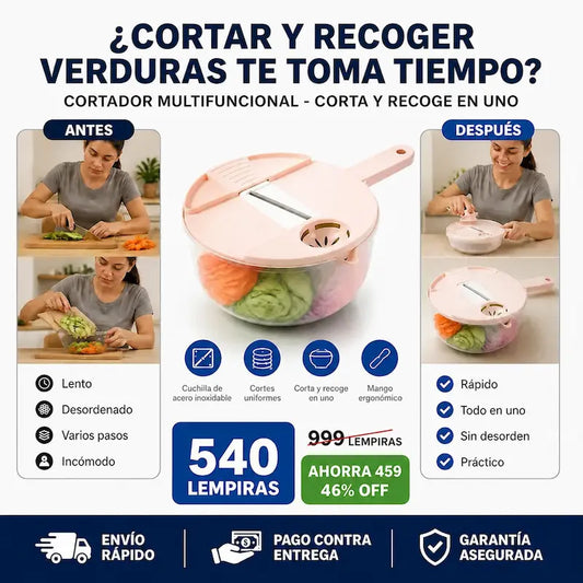 Cortador multifuncional con recipiente