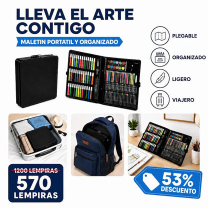 Artist's Corner — Set de Arte 150 Piezas · Maletín Plegable · Non-Toxic · Niños 6+