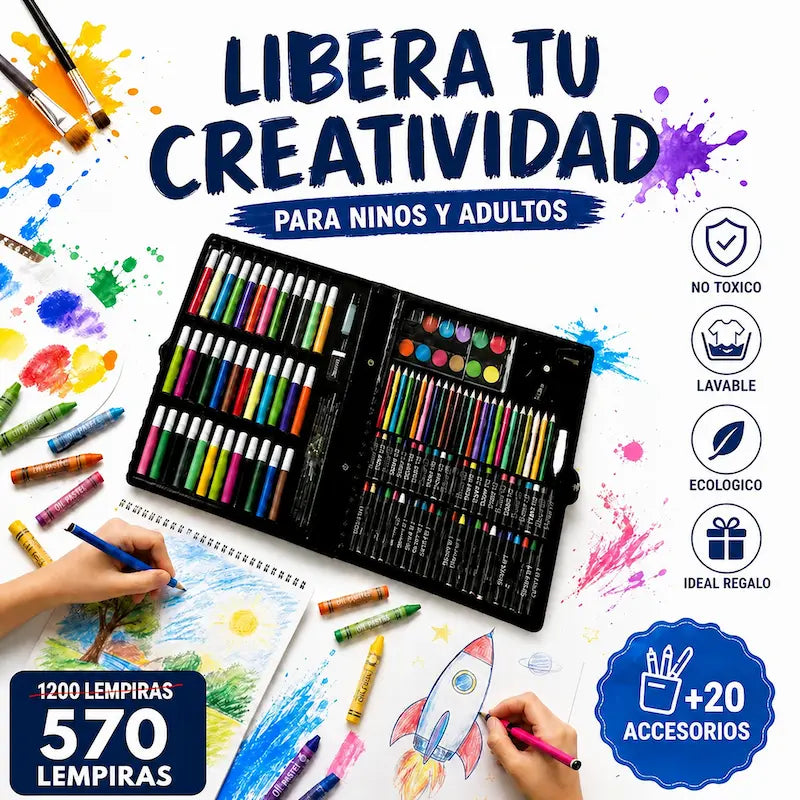 Artist's Corner — Set de Arte 150 Piezas · Maletín Plegable · Non-Toxic · Niños 6+