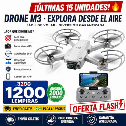 Drone M3 — ¡Vuela, Graba y Sorprende desde el Primer Vuelo!
