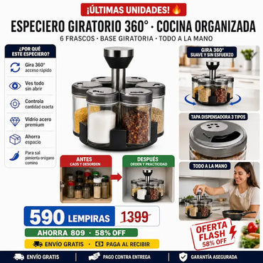 🌶️ Spice Rack Set Giratorio — ¡Todos tus Condimentos Organizados y Elegantes!