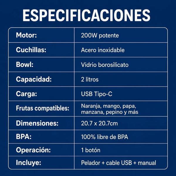 Especificaciones técnicas