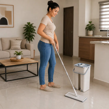 CleanScratch Pro Mop | Mopa Plana con Cubo Separador | Escurrido Manos Libres | Giro 360° | Limpia Sin Agacharte | Pago al Recibir Honduras