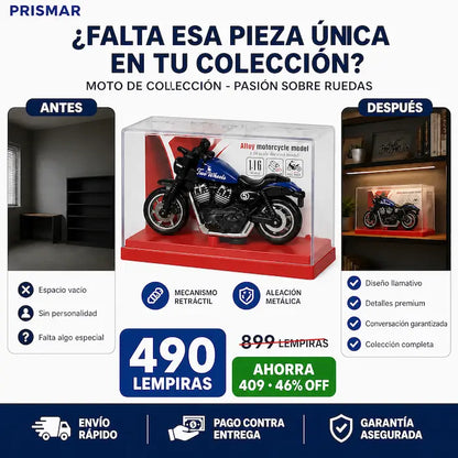 Motocicleta de Colección Pull Back con Base Exhibidora