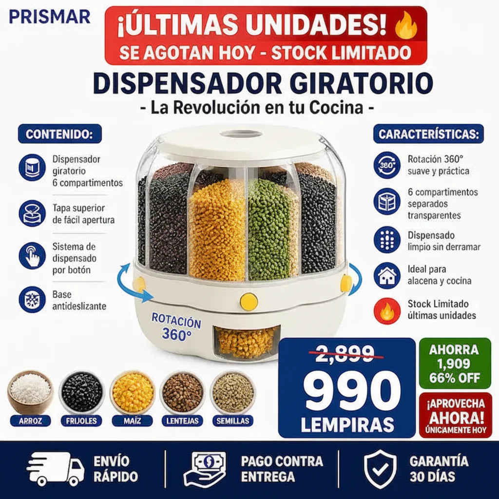 Dispensador Giratorio para Granos y Cereales 360°