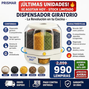 Dispensador Giratorio para Granos y Cereales 360°